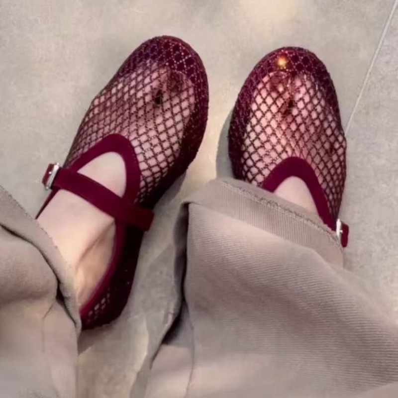 Fishing Net - Hollow Rhinestone Baotou Sandals Women 2026