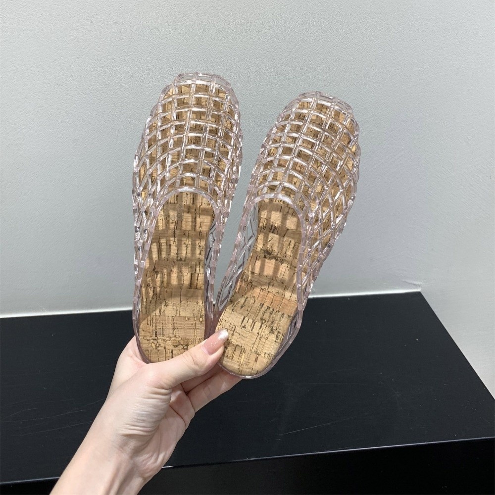 Round Toe PVC Crystal Slippers - огляд і ціна Fishing Net