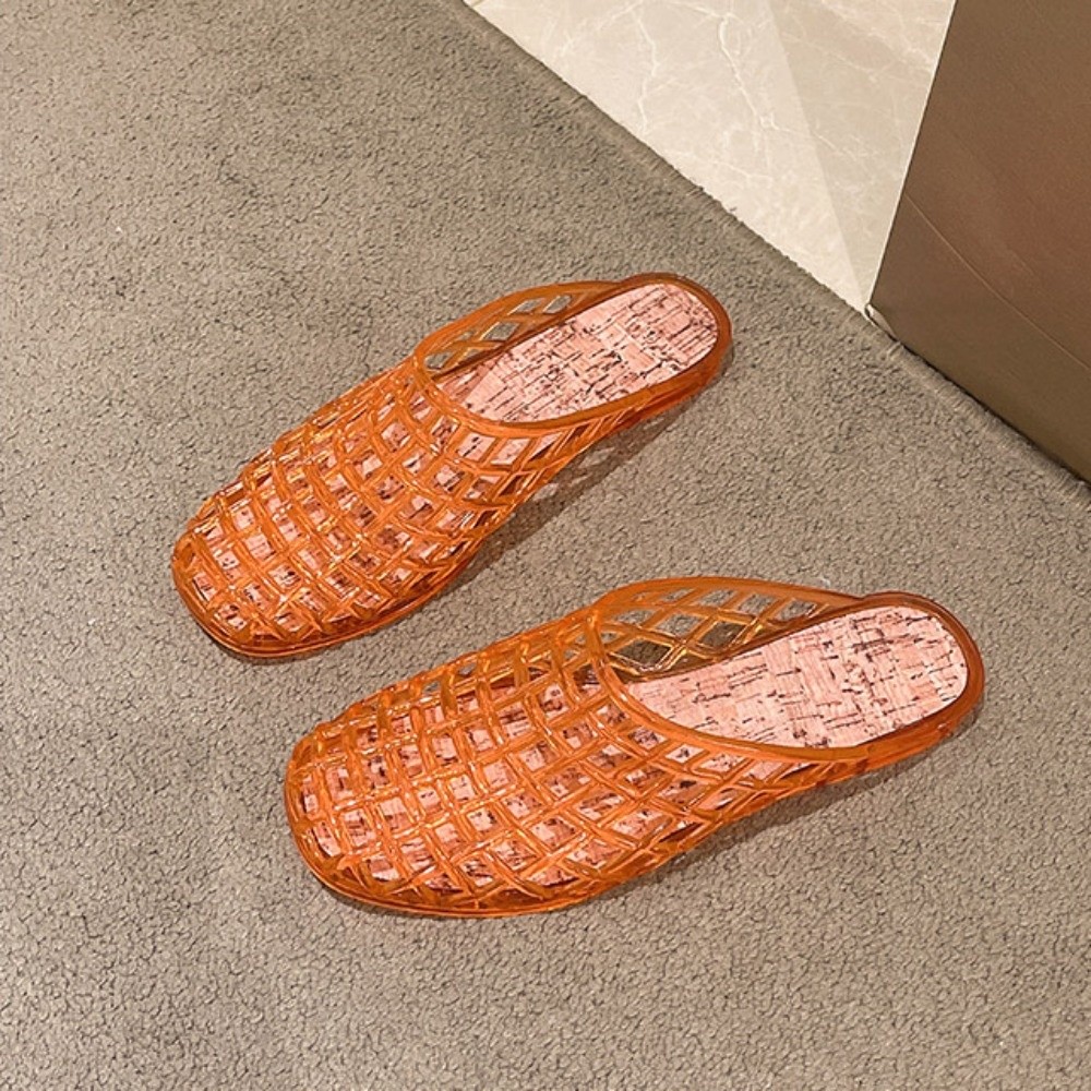 Round Toe PVC Crystal Slippers - огляд і ціна Fishing Net